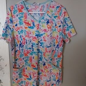 Colorful V-Neck Scrub Top